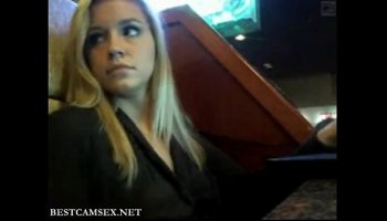 hot blonde public flashing in a bar