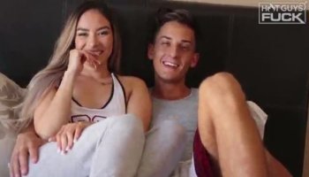 Gorgeous Beverly Hills performing lovely buns and sitting on the man's face